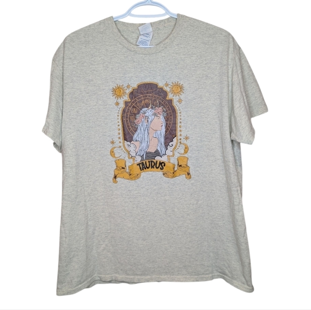 Delta Pro Weight Heathered Taurus Astrology T Shirt Women Large Feminine
